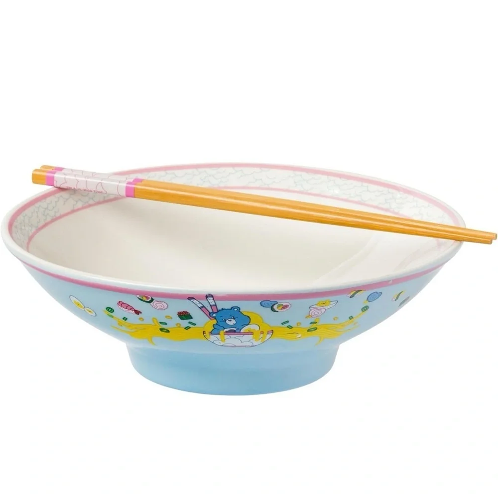 Care Bears‎ Ceramic Bowl with Chopsticks 20 oz Cartoo Ramen Noodle Soup Dish